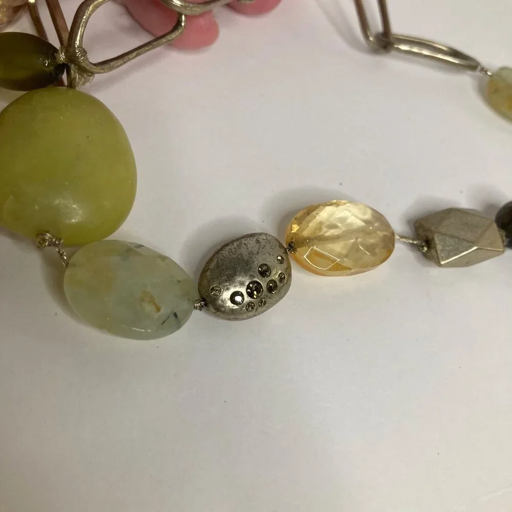 Womens Vintage Sigrid Olsen Lucite Metal Stone Beaded Necklace Earrings Toggle C